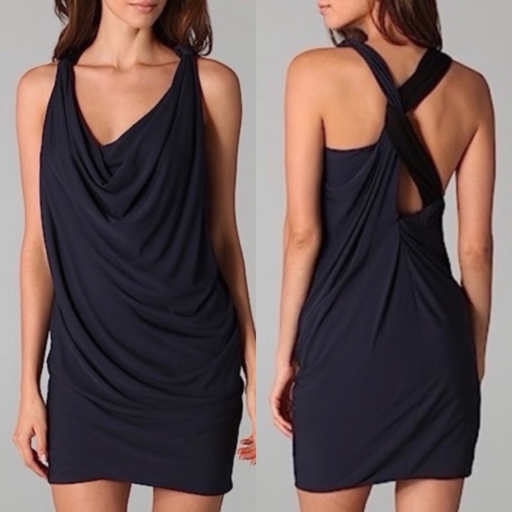 cut25 by Yigal Azrouel Navy Blue Bodycon Sleeveles Mini Dress Sexy Cocktail Sz 0